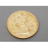 22CT GOLD 1908 FULL SOVEREIGN COIN