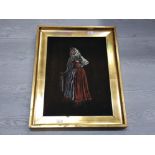 GILT FRAMED PAINTED LADY ON VALOUR BACKGROUND SIGNED INDISTINCTLY 26INCHES BY 20INCH