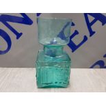 FRANK THROWER DARTINGTON GLASS FT 65 KINGFISHER BLUE GEOMETRIC VASE