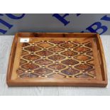 FABULOUS WALNUT INLAID DRINKS TRAY 35 1/2 X 24 CM