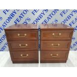 TWO E GOMME GARRICK MAHOGANY G PLAN BEDSIDE DRAWERS, 3 DRAWER CHEST WITH BRASS HANDLES 69 X 50.5 X