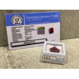 10.65 CERTIFIED EARTH MINED RECTANGULAR STEP CUT RUBY GEMSTONE - COLOUR ENHANCED WITH GLI CARD