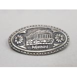 OVAL SILVER BROOCH WITH TEMPLE DESIGN 7G