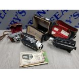 3 VINTAGE CAMERAS IN ORIGINAL CASES INCLUDING KODAK RETINETTE, BELL AND HOWELL OPTROIC EYE 4 AND