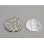 2 SPACE FILLER COINS TO INCLUDE A KEW GARDENS 50P AND 1905 CROWN NOT LEGAL TENDER