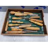 COLLECTION OF VINTAGE CHISELS ONE INSCRIBED G. BRAILEY