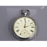 SILVER HALF HUNTER POCKET WATCH WHITE DIAL WITH BLACK ROMAN NUMERALS CHRONO DIAL PAIN BROTHERS