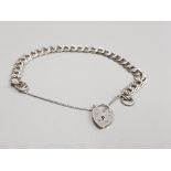 LADIES SILVER DOUBLE LINK CHARM BRACELET WITH PADLOCK AND SAFETY CHARMS 15G