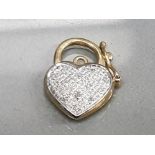 9CT YELLOW GOLD DIAMOND SET PADLOCK FEATURING BRILLIANT ROUND CUT DIAMONDS SET IN WHITE GOLD CLAW