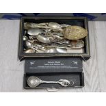 COLLECTION OF SILVER PLATED SPOONS AND A PEWTER AUSTRALIAN WILDFLOWER DESIGN SPOON