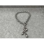 SILVER BRACELET WITH 3 DROP CHARMS 14.8G