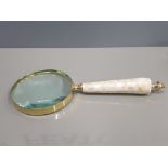 LARGE SILVER PLATED MOTHER OF PEARL MAGNIFYING GLASS