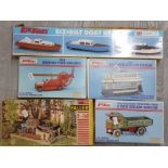 4 KEIL KRAFT MODEL KITS INCLUDES EEZEBILT BOAT KITS BIRMINGHAM TRAM DENNIS FIRE ENGINE ALSO TOGETHER