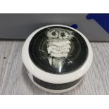 BEAUTIFUL SNOWDONIA POTTERY BEDDGELERT N.WALES TRINKET BOX OF A OWL 7 CM