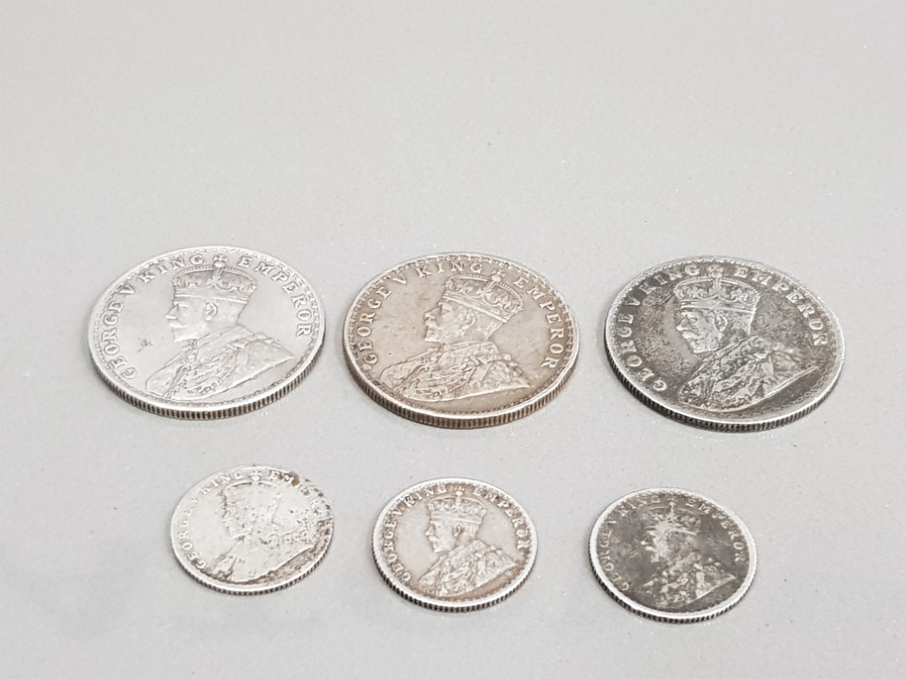 3 INDIAN SILVER RUPEES 2X 1918 1919 PLUS 3 INDIAN SILVER 1/4 RUPEES 1914 1917 1918 - Image 2 of 2