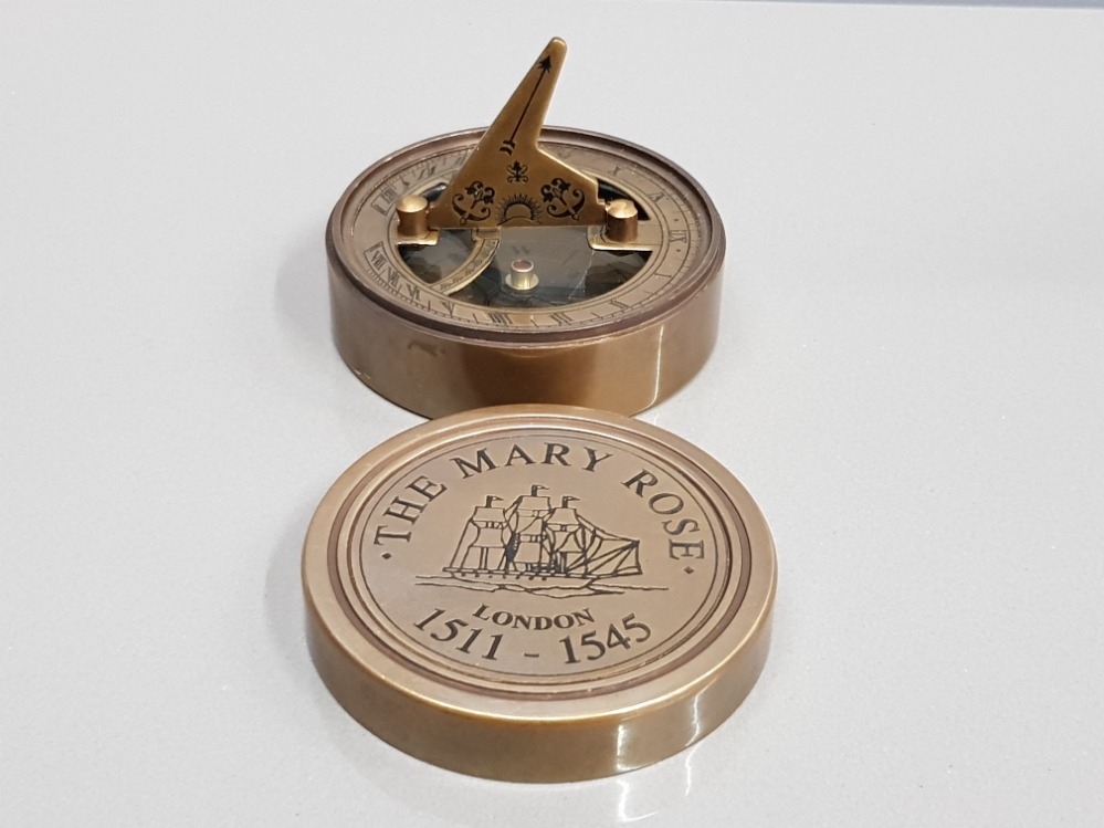 BRASS CASED SUNDIAL AND COMPASS