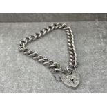 SILVER CURB BRACELET WITH PADLOCK 20.7G
