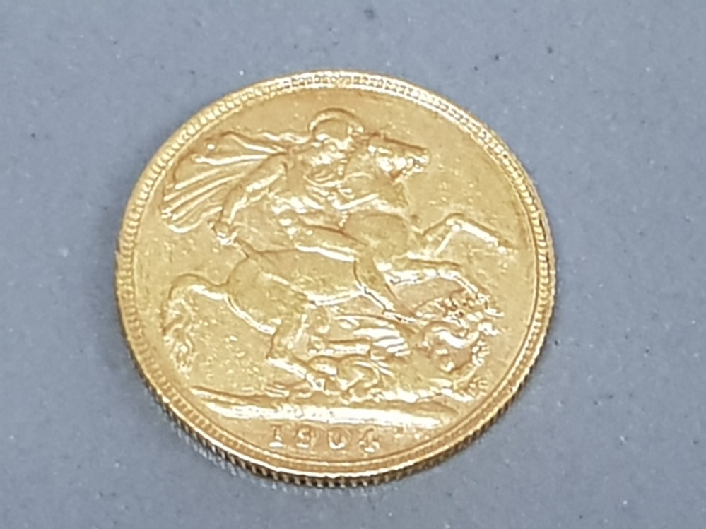 22CT GOLD 1904 EDWARD VII FULL GOLD SOVEREIGN COIN