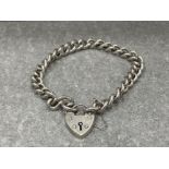 SILVER CURB BRACELET COMPLETE WITH PADLOCK 21.8G