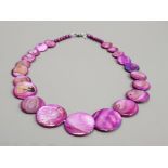 PINK MOTHER OF PEARL DISC NECKLET