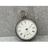 HALLMARKED SILVER GENTS POCKET WATCH WHITE DIAL WITH THE EXPRESS ENGLISH LEVER WRITTEN BY J G GRAVES