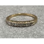 9CT GOLD 10 STONE PRINCESS CUT DIAMOND RING 2.1G SIZE Q1/2