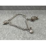 SILVER CURB BRACELET 3 CHARMS 17.7G