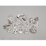 20 ASSORTED SILVER CHARMS 22.9G