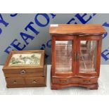 WOODEN JEWELRY CABINET WITH JEWELLERY BOX
