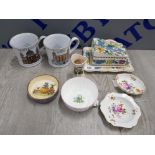 NICE COLLECTION OF POTTERY INCLUDING 2 BENBY COLOROLL CUPS, MASONS CHEESE DISH OF SAINT PAULS AND