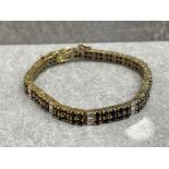 LADIES GOLD ON SILVER SAPPHIRE DIAMOND CLUSTER BRACELET