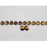 GOLD PLATED TIGERS EYE SET BRACELET AND MATCHING CLIP ON EARRINGS