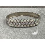 SILVER OPAL AND CZ BANGLE 27G