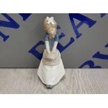 NAO BY LLADRO FIGURE OF A DAYDREAMING GIRL WITH HANDS IN APRON POCKET