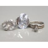 3 SILVER CZ SOL RINGS 23G GROSS