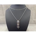 LADIES SILVER NECKLACE WITH ORNATE PENDANT AND 1 SILVER TRACE CHAIN