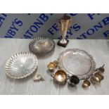 COLLECTION OF SILVER PLATED AND OTHER METAL ITIMS INCLUDES INSCRIBED TROPHY, SILVER PLATED
