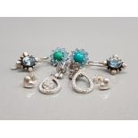 4 ASSORTED DROP STONE SET EARRINGS AND STUDS 10G GROSS