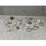 20 ASSORTED SILVER CHARMS