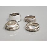 4 ASSORTED SILVER BAND RINGS 32.5G