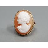 9CT YELLOW GOLD CAMEO RING SET IN A GOLD ROPE EFFECT SETTING SIZE L1/2 4G GROSS