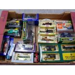 A BOX OF MISCELLANEOUS DIE CAST VEHICLES INCLUDES CORGI MOSTLY STILL BOXED