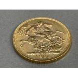 22CT GOLD 1903 FULL SOVEREIGN COIN STRUCK IN MELBOURNE