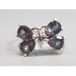 SILVER RING WITH MYSTIC TOPAZ STONES IN THE FORM OF A BUTTERFLY SIZE N 4.3G GROSS