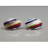 SILVER MULTI COLOURED OVAL SHAPED CUFFLINKS 22.5G GROSS