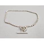 SILVER GUCCI BEAD CHOKER WITH HEART T BAR CATCH 20.5G