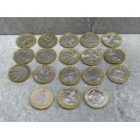 18 X COLLECTABLE £2 COINS INCLUDING WW1