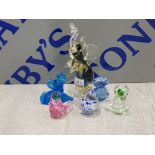 6 MISCELLANEOUS GLASS ANIMAL ORNAMENTS INCLUDING AVONDALE GLASS ETC