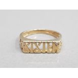 9CT YELLOW GOLD SISTER RING SIZE I 1.3G GROSS