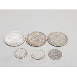 3 INDIAN SILVER RUPEES 2X 1918 1919 PLUS 3 INDIAN SILVER 1/4 RUPEES 1914 1917 1918